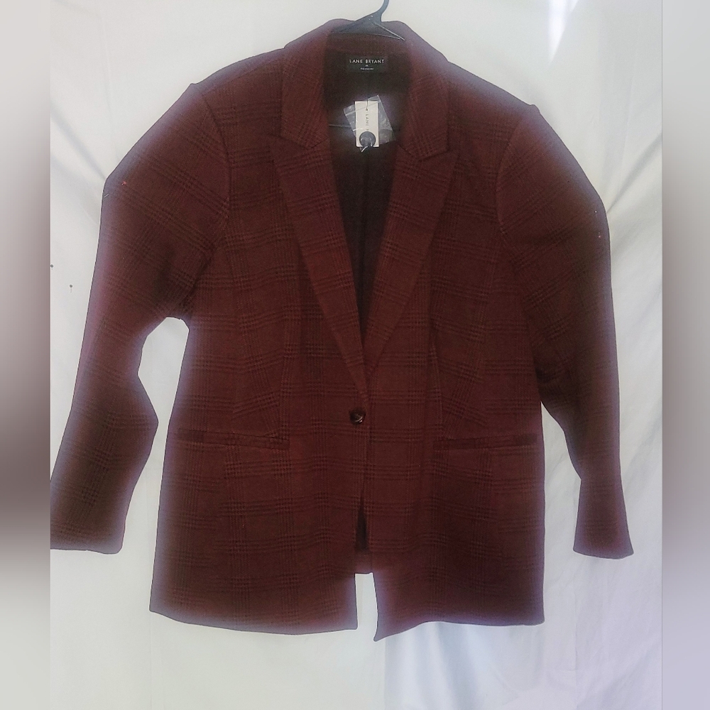 Lane Bryant Burgundy Plaid Blazer (27)